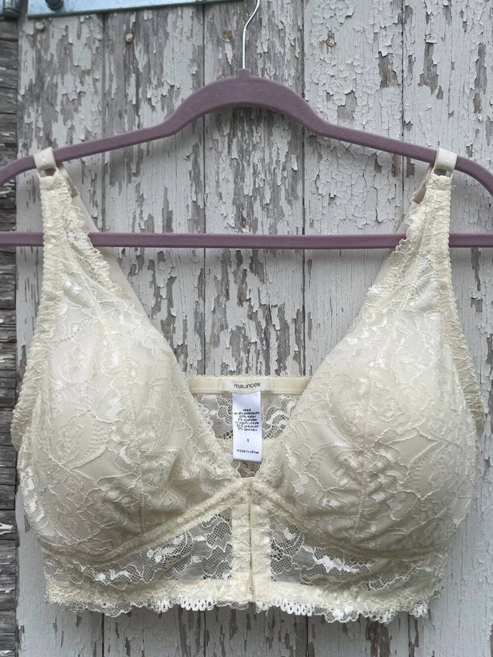 Maurices Cream Lace Padded Bralette